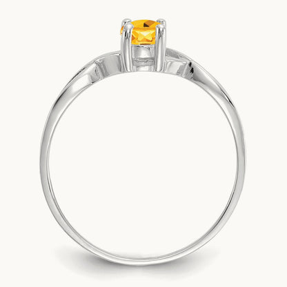 Citrine Birthstone Ring, 14K White Gold