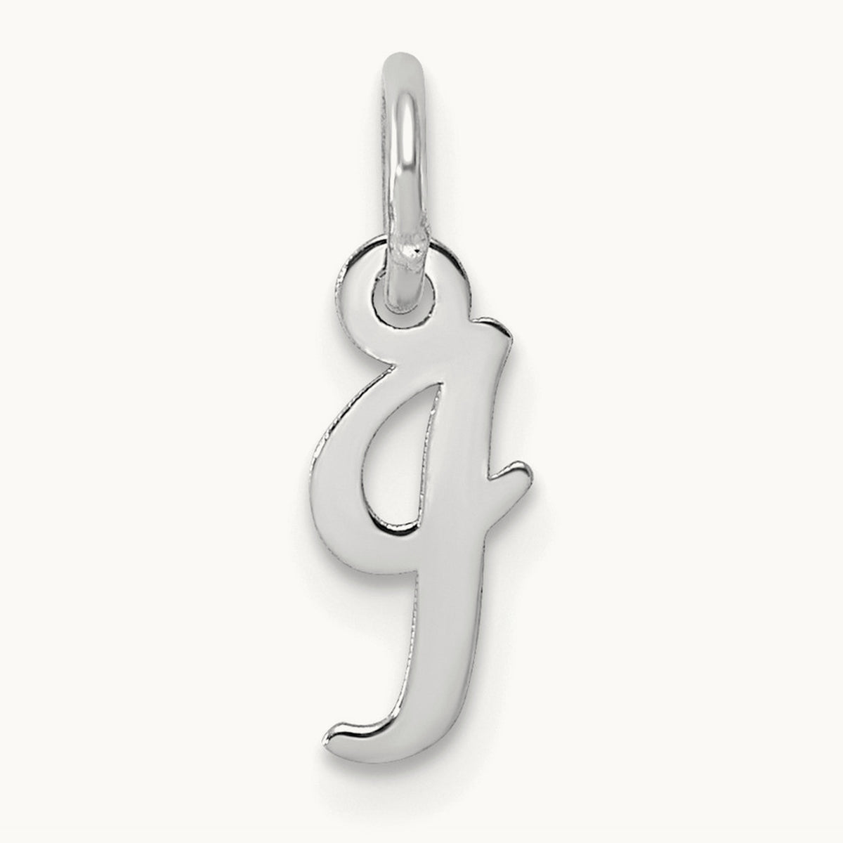 Small Script Letter I Initial Charm, 14K White Gold