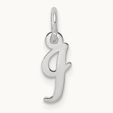 Small Script Letter I Initial Charm, 14K White Gold
