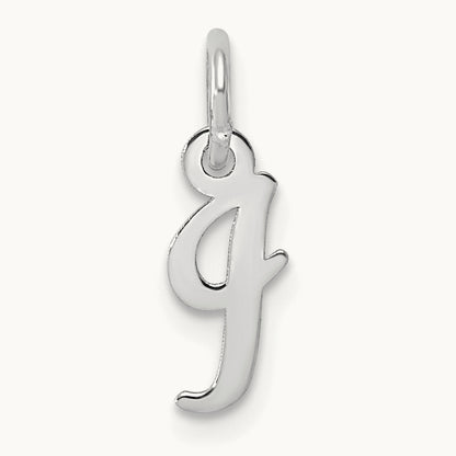 Small Script Letter I Initial Charm, 14K White Gold