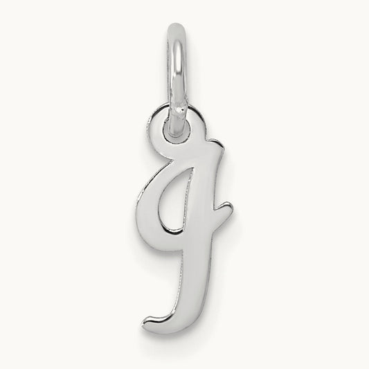 Small Script Letter I Initial Charm, 14K White Gold