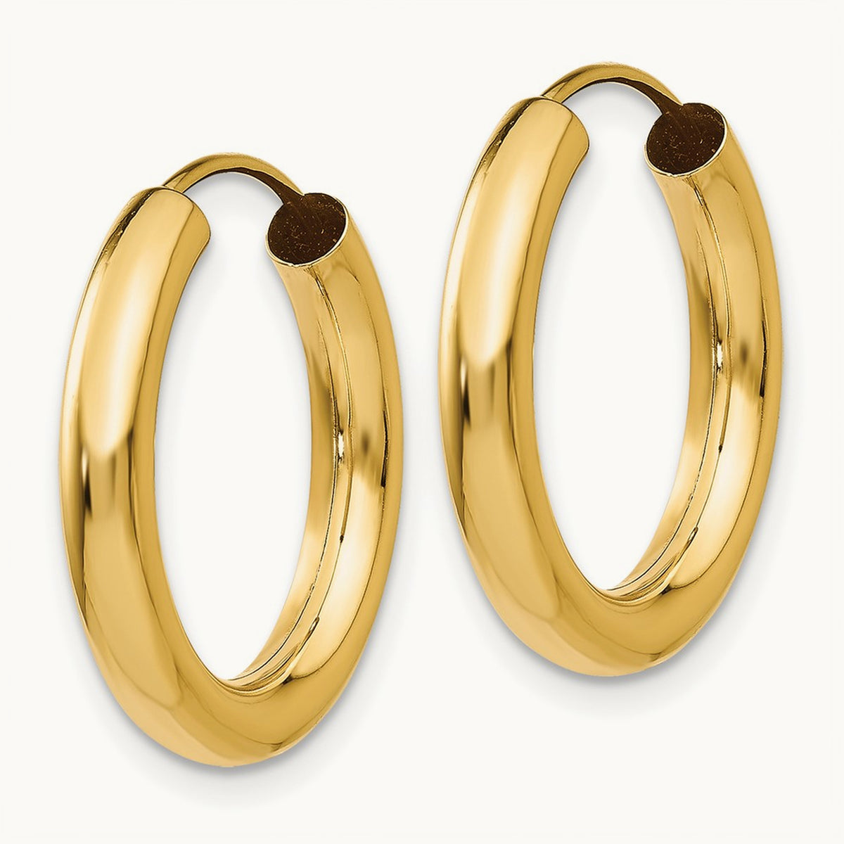 Polished Endless Tube Hoop Earrings, 3.00mm, 14K