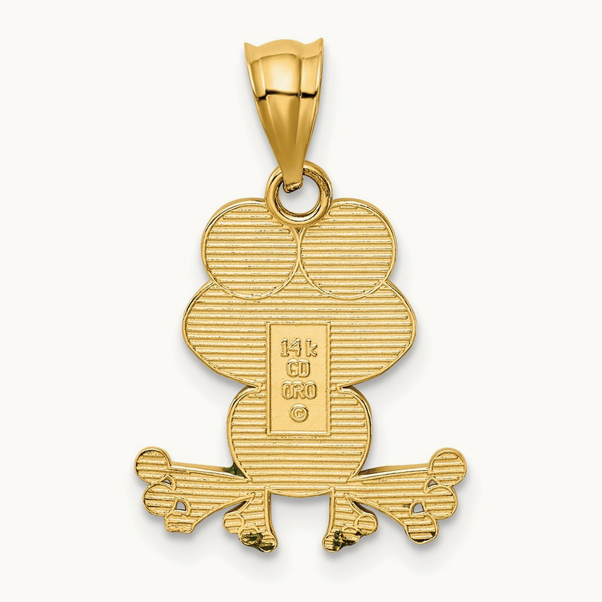 Green and White Enameled Frog, 14K