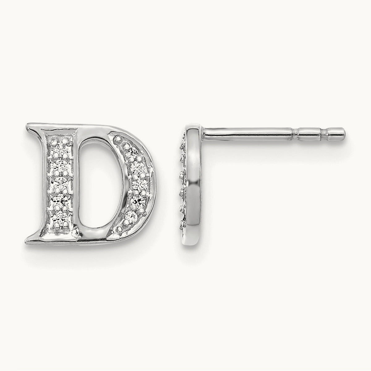 Diamond Earrings — 14K White Gold, 8mm, D