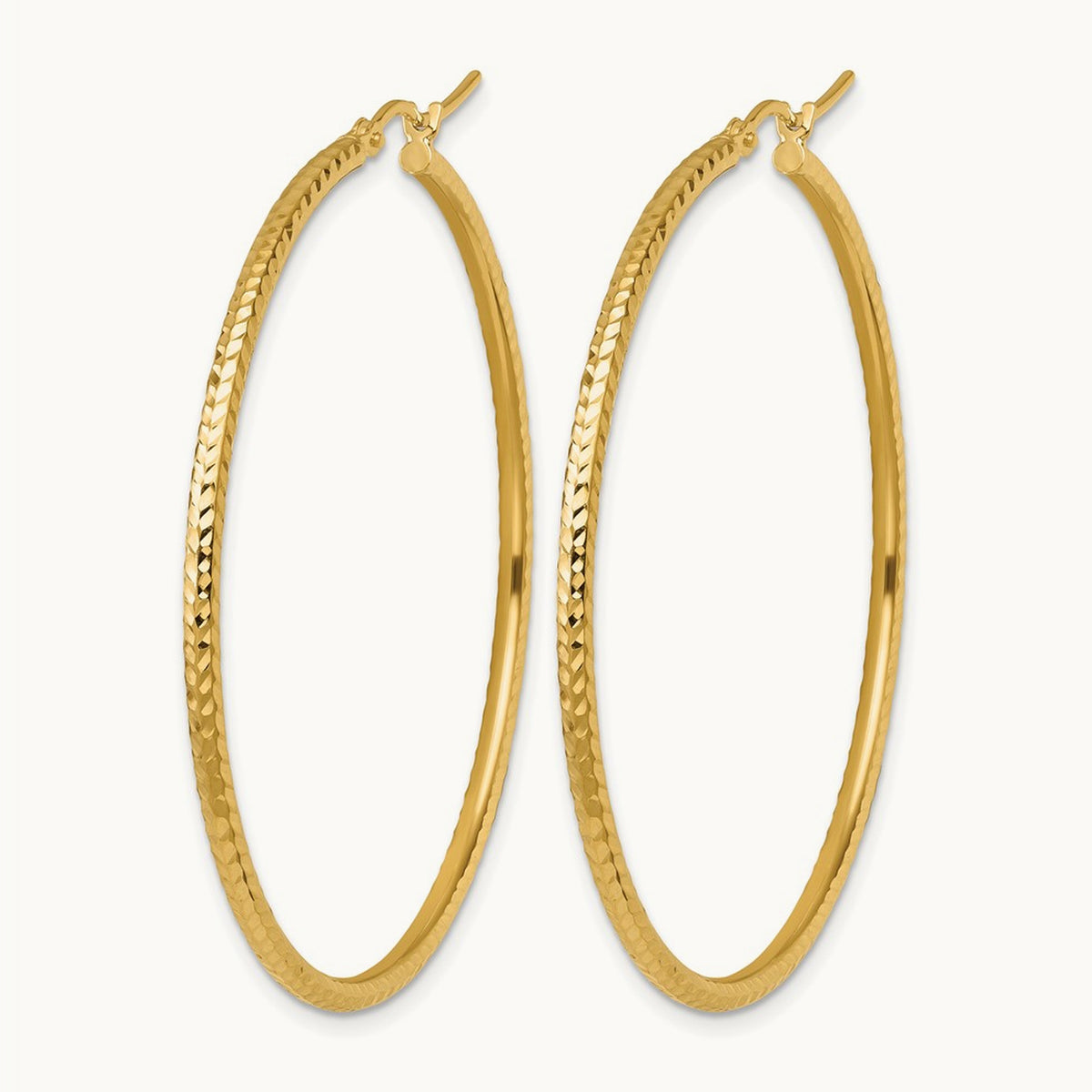 Diamond-cut Round Tube Hoop Earrings, 2mm, 10K — Leslie's