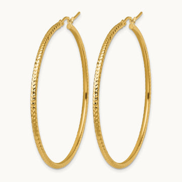 Diamond-cut Round Tube Hoop Earrings, 2mm, 10K — Leslie's