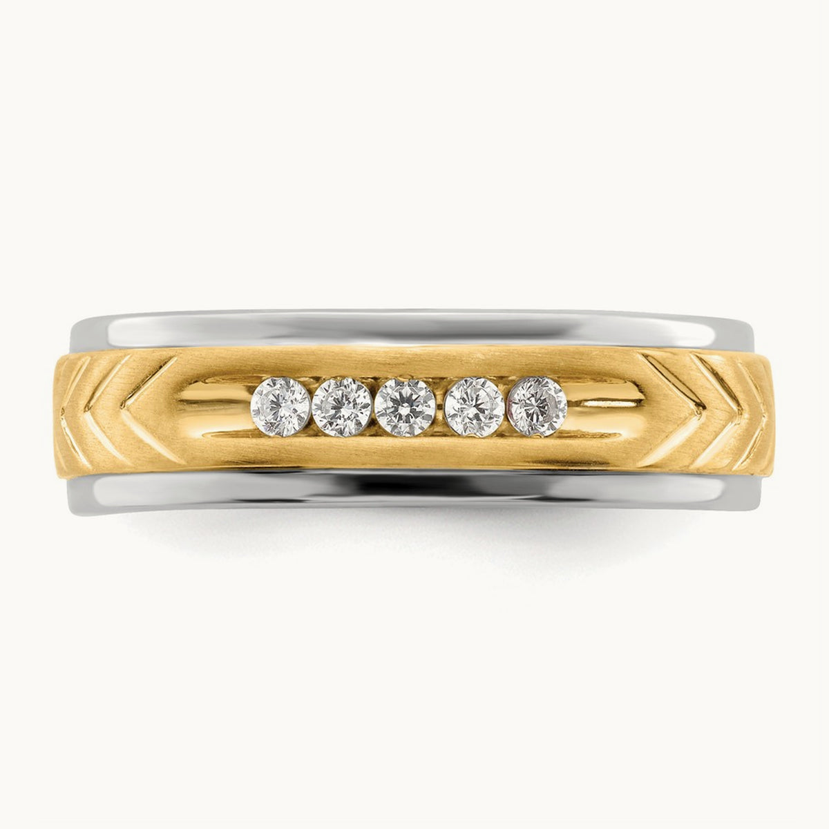 5-stone Complete Diamond Mens Ring, 14K Two-tone
