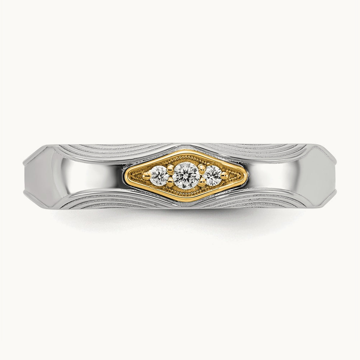 14ktt IB Goodman Mens Complete 3-Stone 1/15ct Diamond Ring