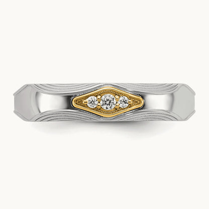 14ktt IB Goodman Mens Complete 3-Stone 1/15ct Diamond Ring