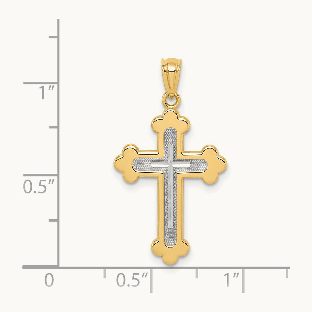 Polished Budded Cross, 14K Two-tone