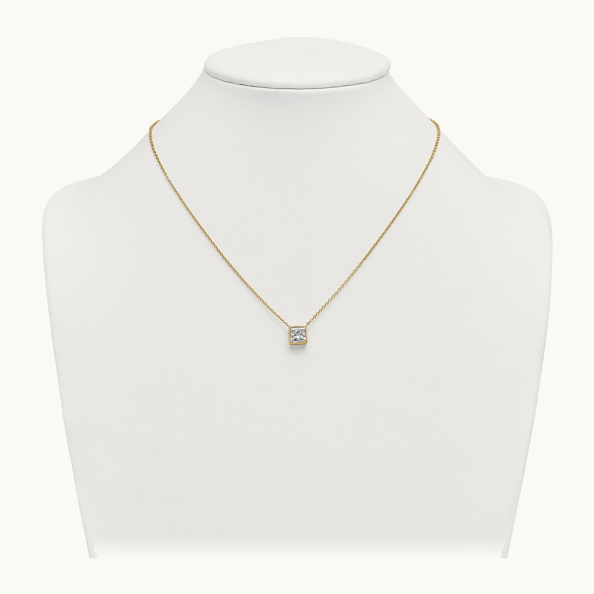 Princess Bezel Set Pendant, 1.00-4.00 ct tw Lab-Grown Diamond — 2 ct, 14K Yellow Gold