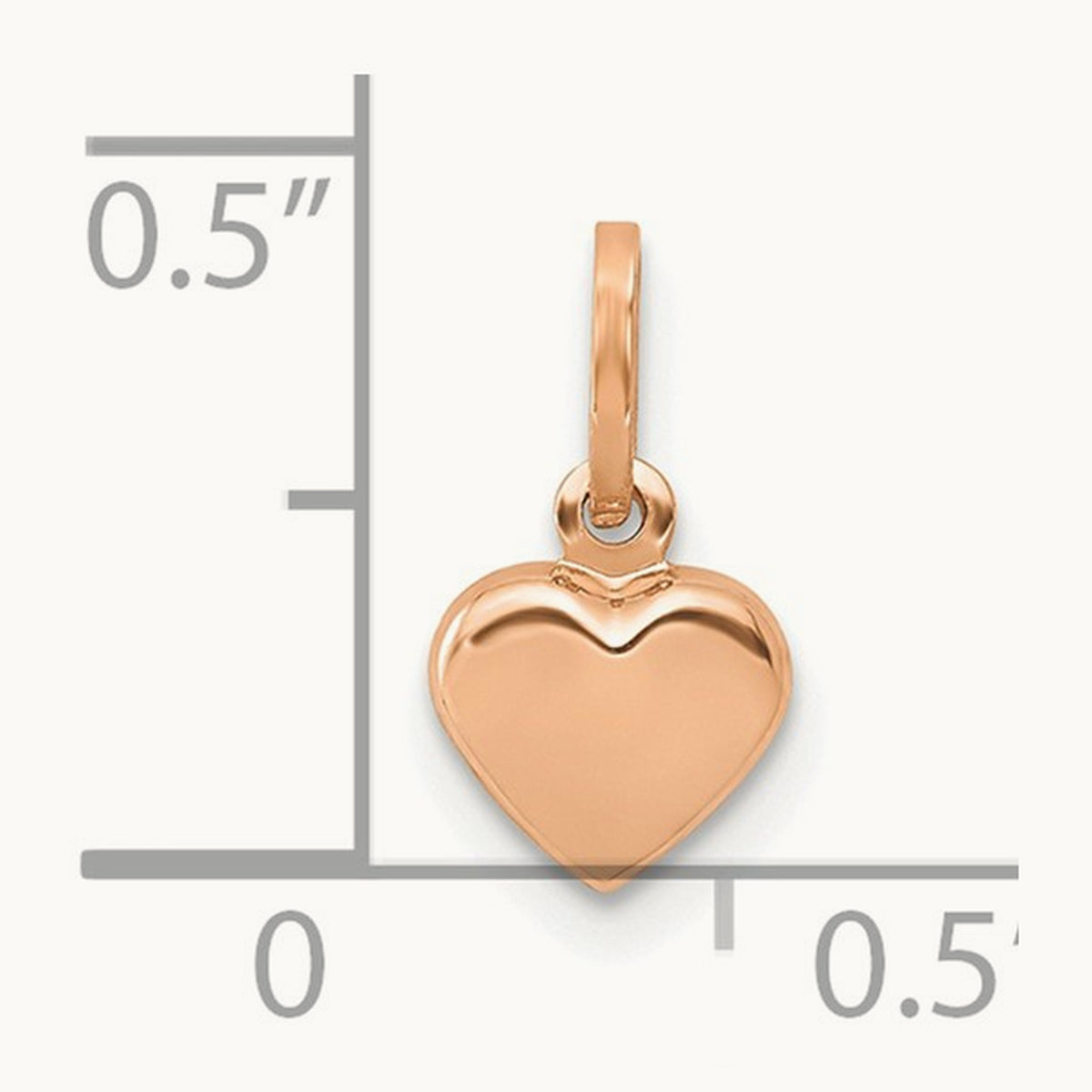 Polished 3-D Heart Charm — 14K Rose Gold