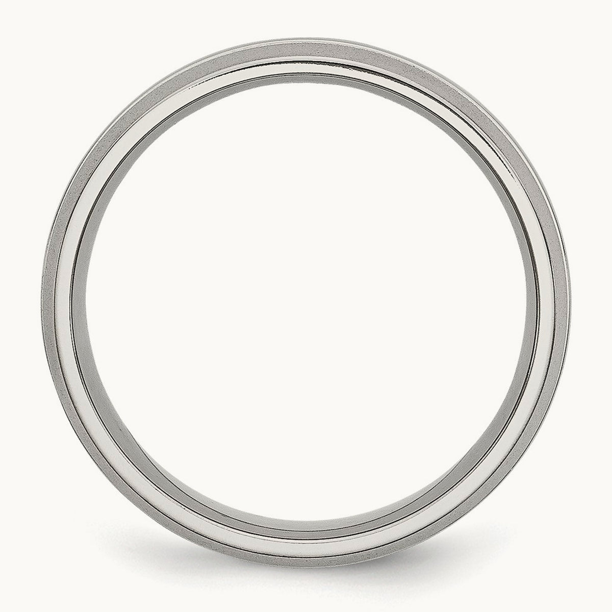 Polished with Brushed Edge Grooved Band — 6mm