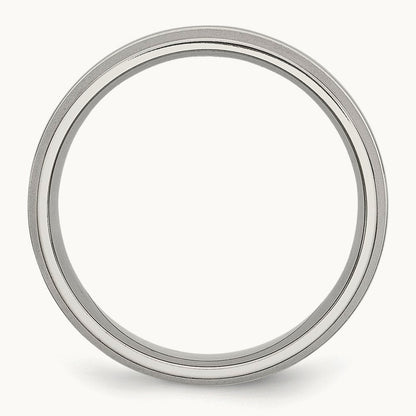 Polished with Brushed Edge Grooved Band — 6mm