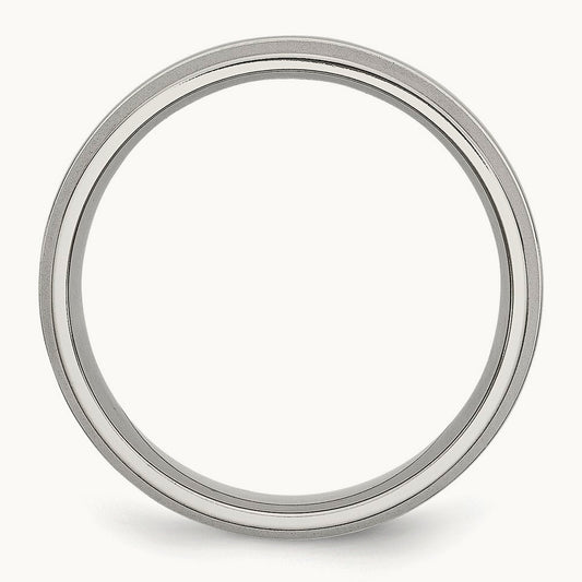 Polished with Brushed Edge Grooved Band — 6mm