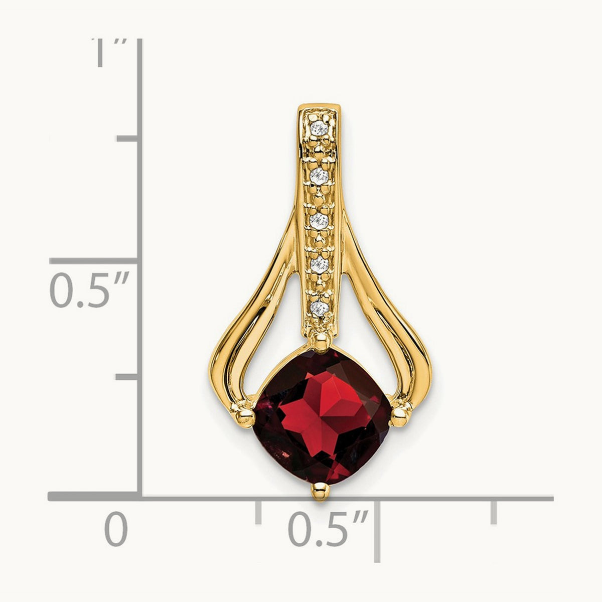Garnet and Diamond Pendant — 14K Yellow Gold