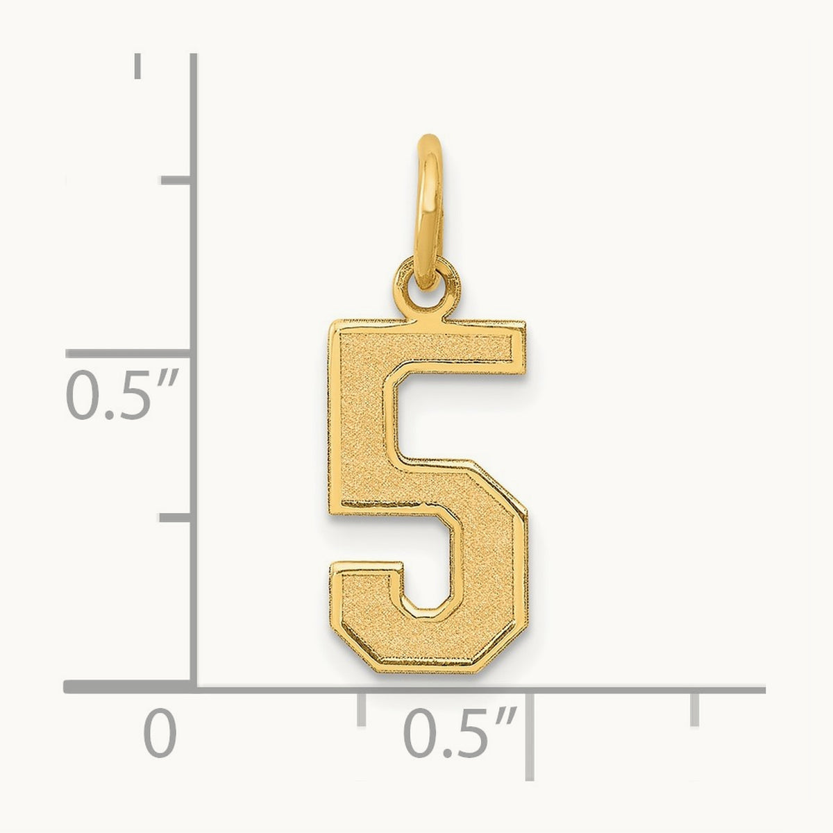 Medium Satin Number 5 Charm — 14K Yellow Gold