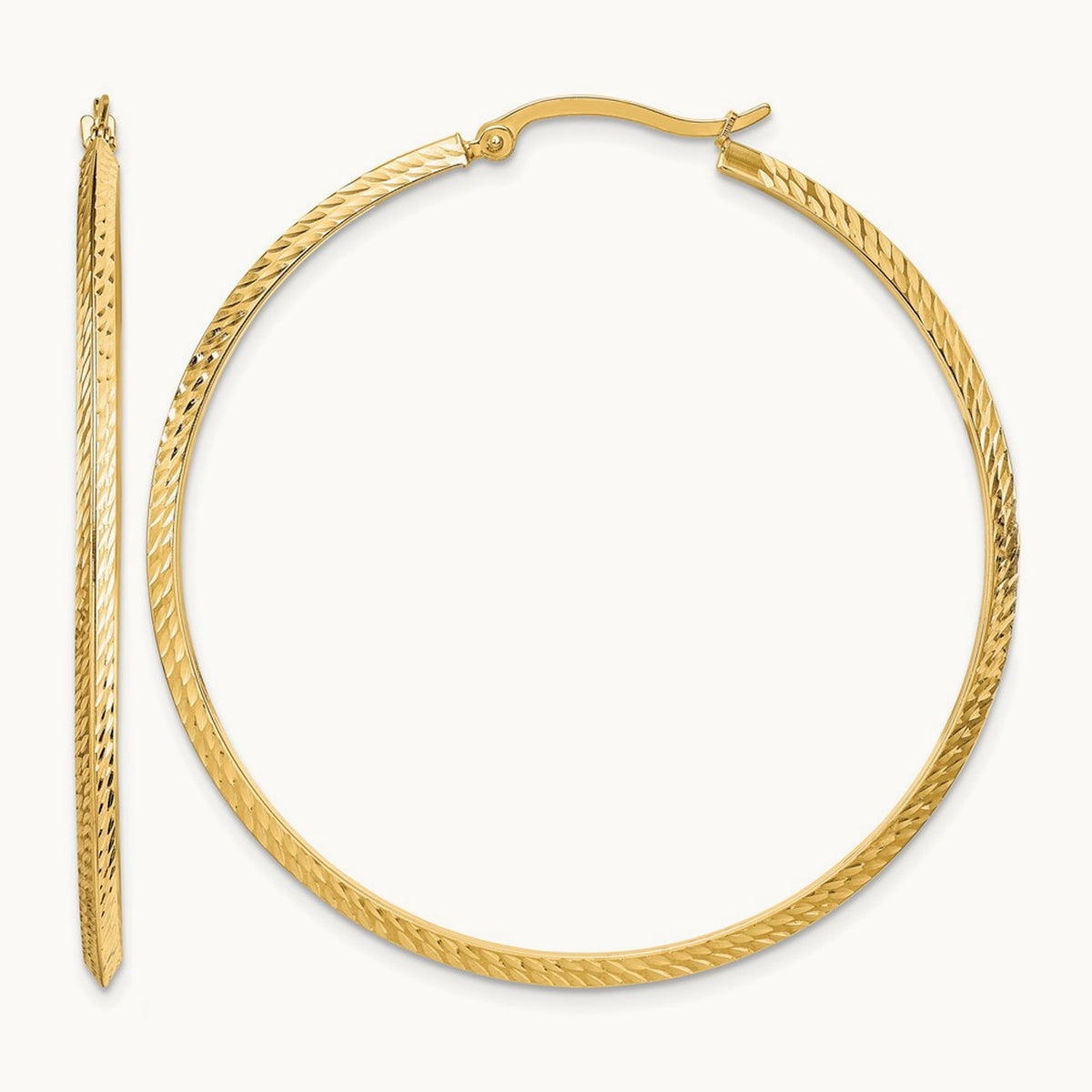 Polished Diamond-Cut Hoop Earrings — 52mm