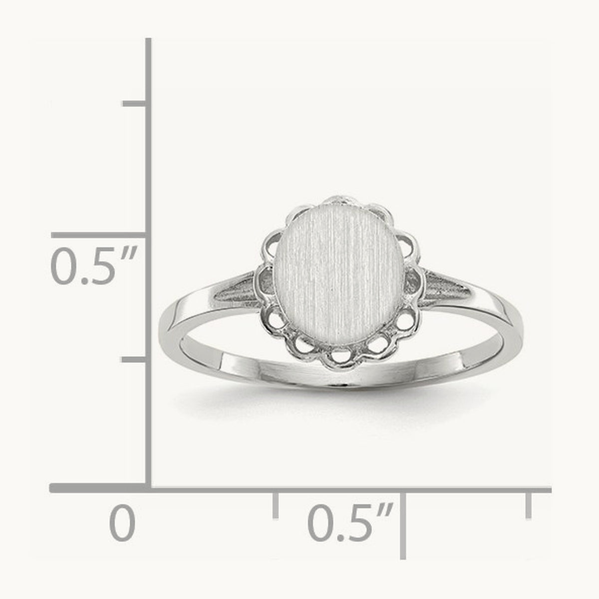 6.5x7. Open Back Signet Ring, 0mm, 14K White Gold