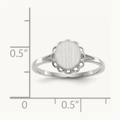 6.5x7. Open Back Signet Ring, 0mm, 14K White Gold