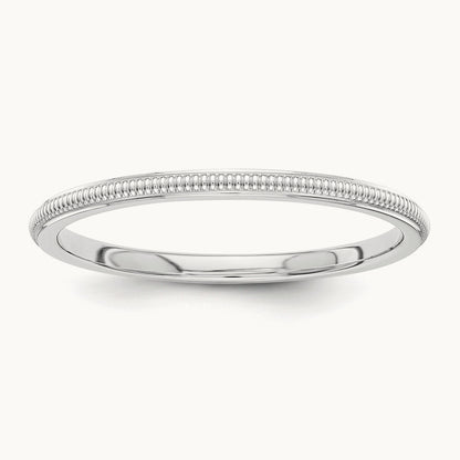 Milgrain Band — 14K White Gold