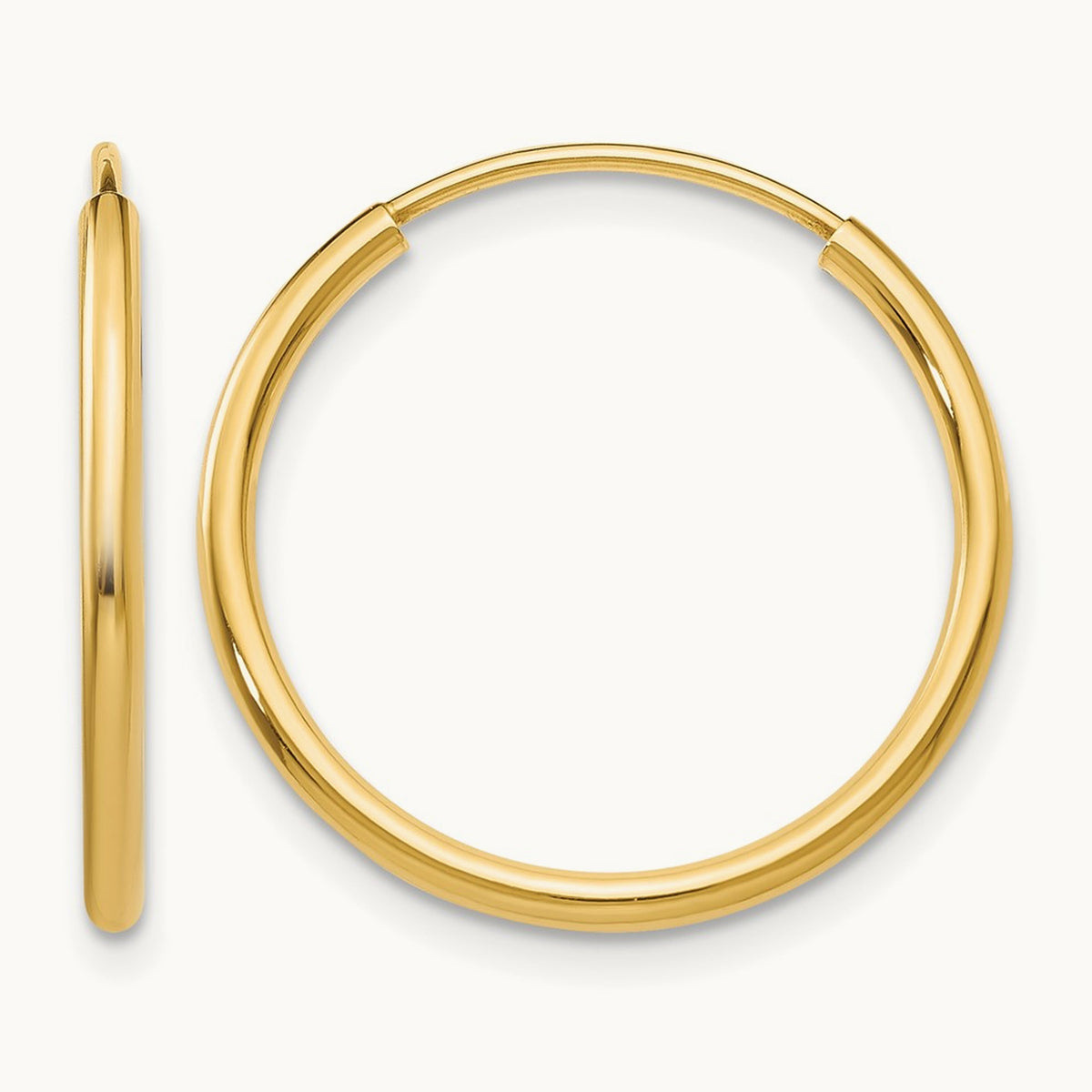 Polished Round Endless Hoop Earrings, 14K