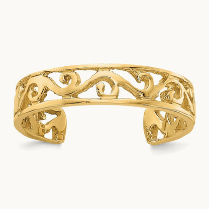 Polished and Diamond-cut Toe Ring, 14K
