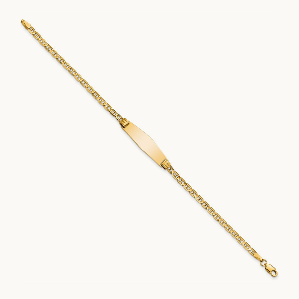 Soft Diamond Shape Anchor Link ID Bracelet, 14K