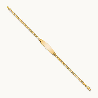 Soft Diamond Shape Anchor Link ID Bracelet, 14K