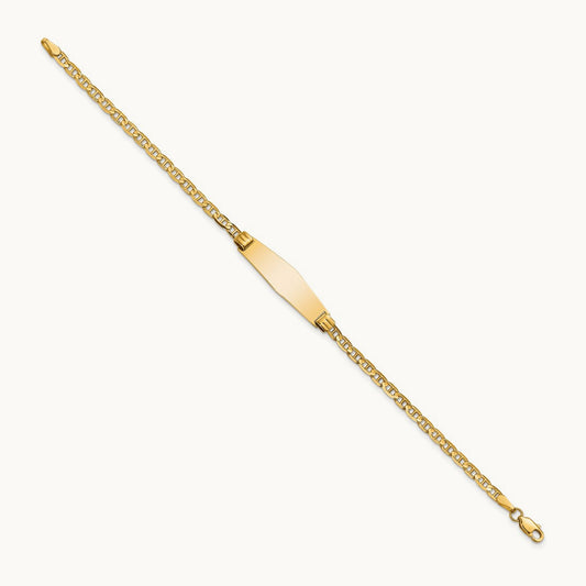 Soft Diamond Shape Anchor Link ID Bracelet, 14K