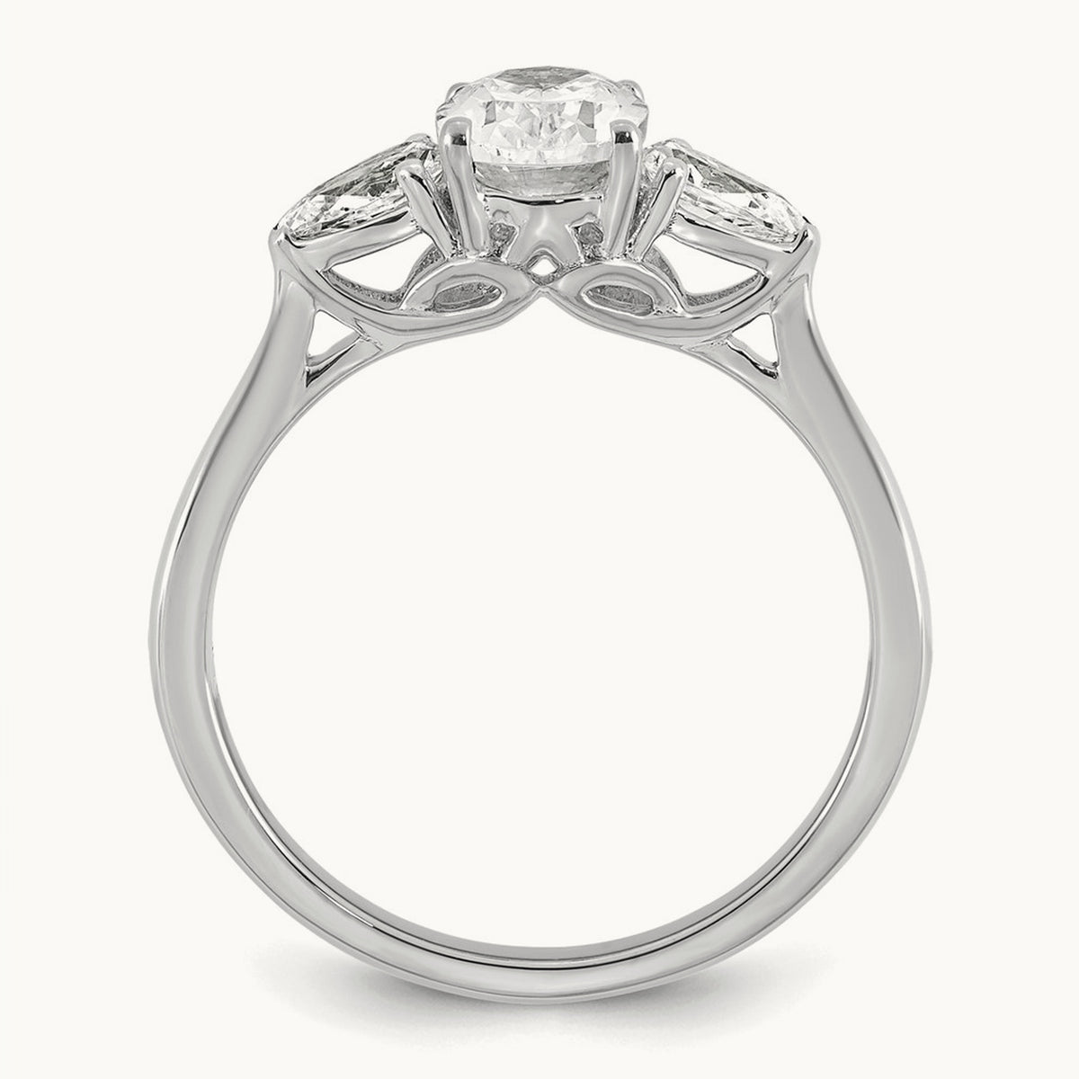Oval/Pear 3 Stone Engagement Ring, 1.25-3.50 ct tw Lab-Grown Diamond — 1 3/8 ct, 14K White Gold