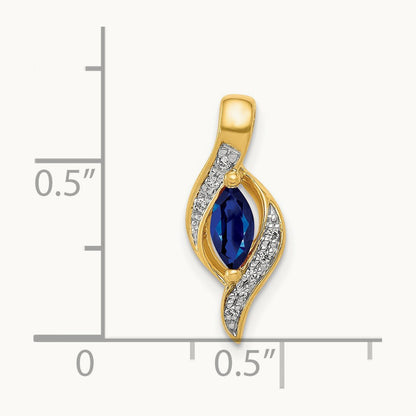 Diamond and Marquise .29 Sapphire Pendant — 14K Yellow Gold