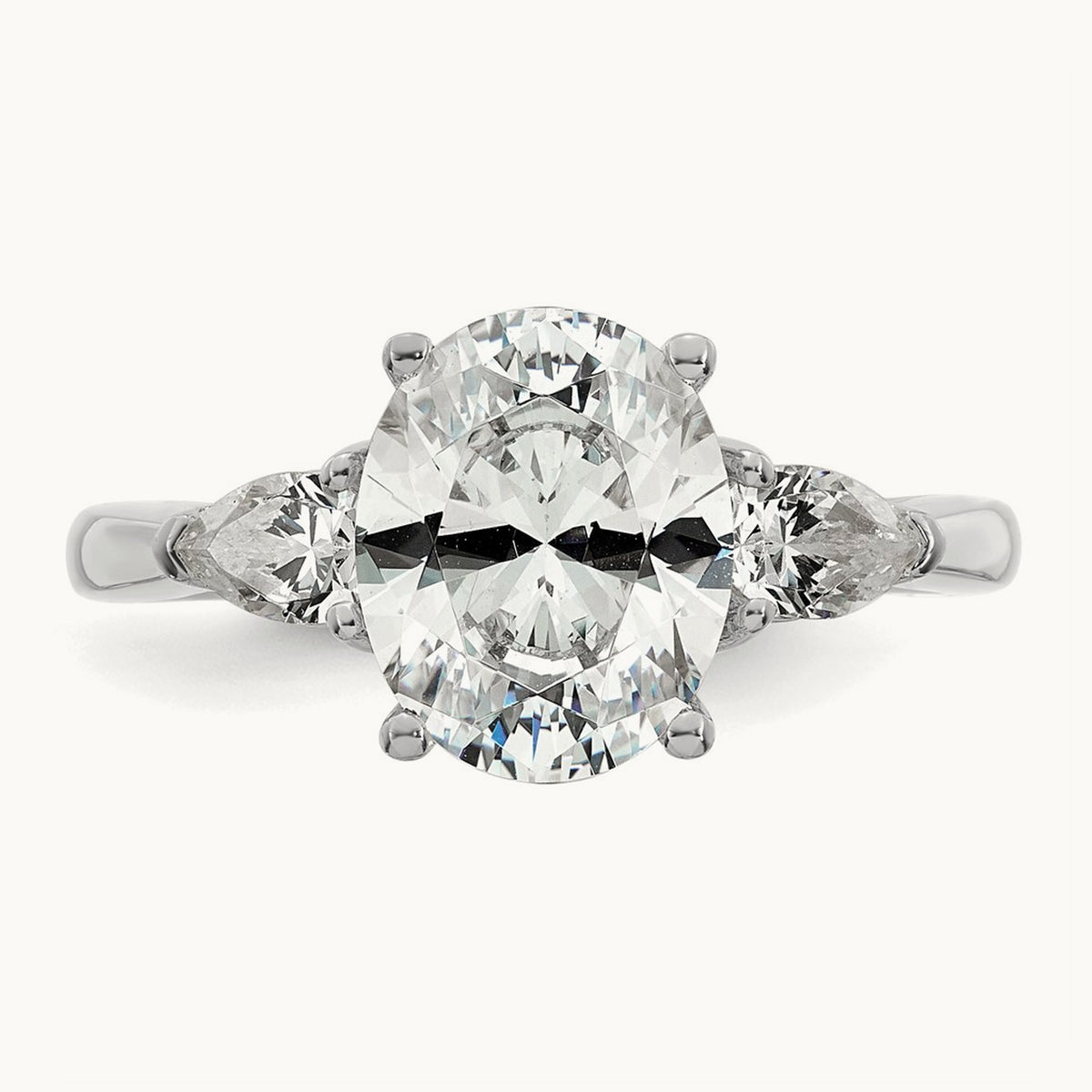 Oval/Pear 3 Stone Engagement Ring, 1.25-3.50 ct tw Lab-Grown Diamond — 2 1/2 ct, 14K White Gold
