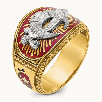 14ktt IBGoodman Men's Textured & Enameled Masonic Shriner's Ring