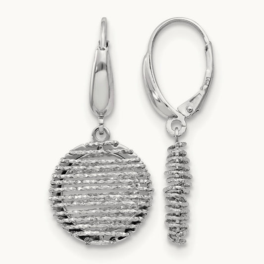 SS RH-plated Polished D/C Open Center Leverback Earrings — Leslie's
