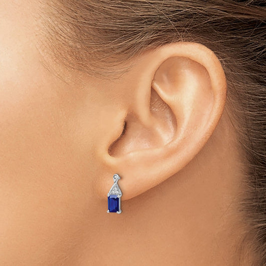 Sapphire and Diamond Earrings — 14K White Gold