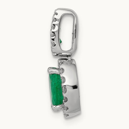 Halo Diamond and Oval Emerald Halo Pendant, 14K White Gold