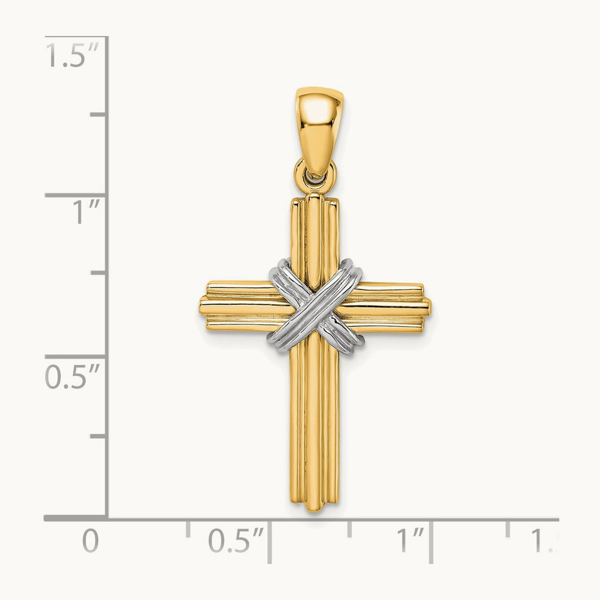 w/ Passion Cross Pendant — 14K Yellow Gold & Rhodium, 34.15mm