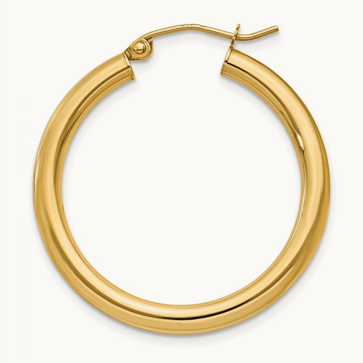 Single 14K Polished Lightweight Tube Hoop Earring, 3mm