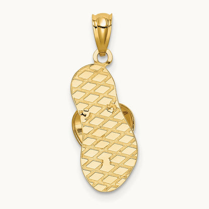 3D Flip Flop Pendant, 14K