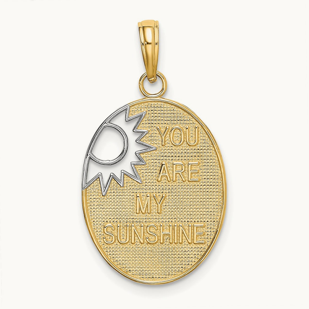 w/Rhodium YOU ARE MY SUNSHINE Cut-out Sun Charm, 14K