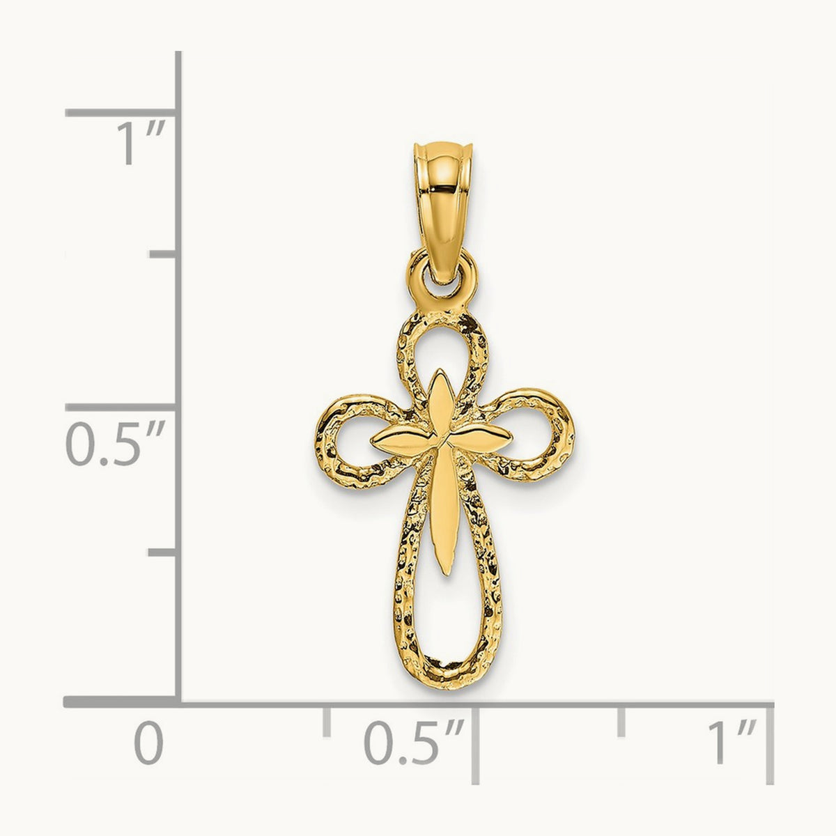 Cut-Out Cross w/ Small Interior Cross Charm, 14K