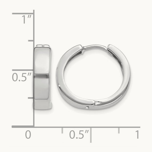 Round Hinged Hoop Earrings, 14K White Gold