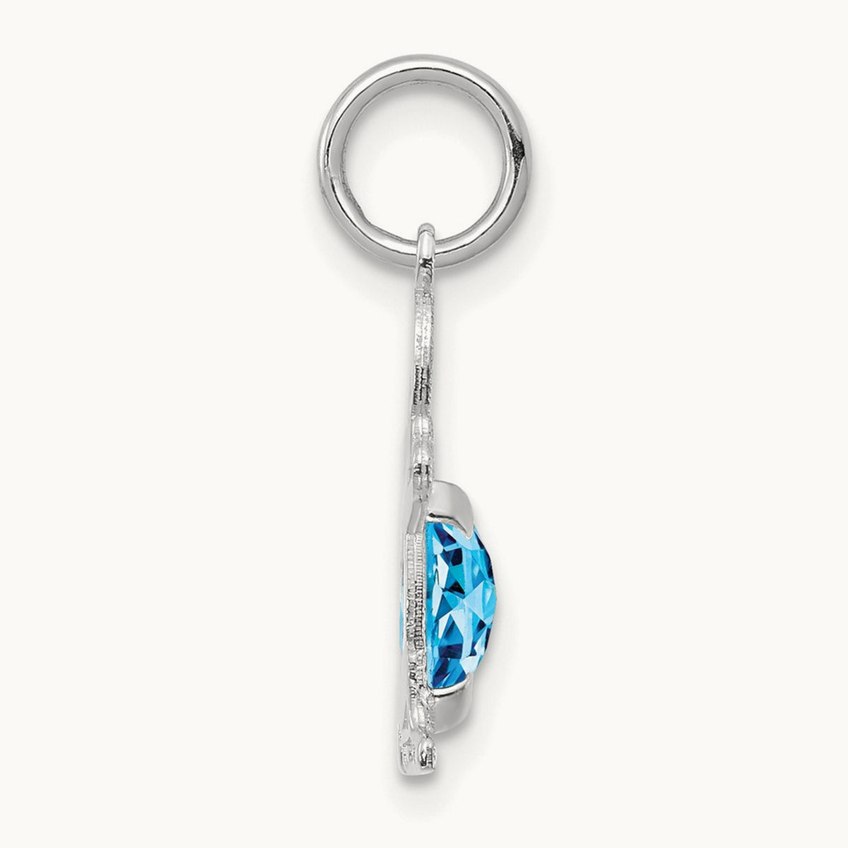 Boy 6x4 Oval Genuine Blue Topaz-December — 14K White Gold