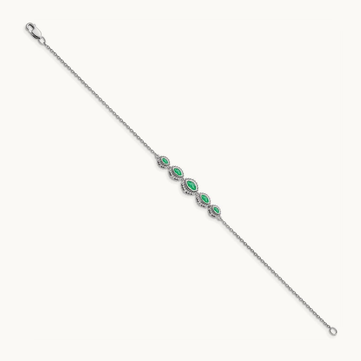 Marquise Emerald Bracelet, 14K White Gold