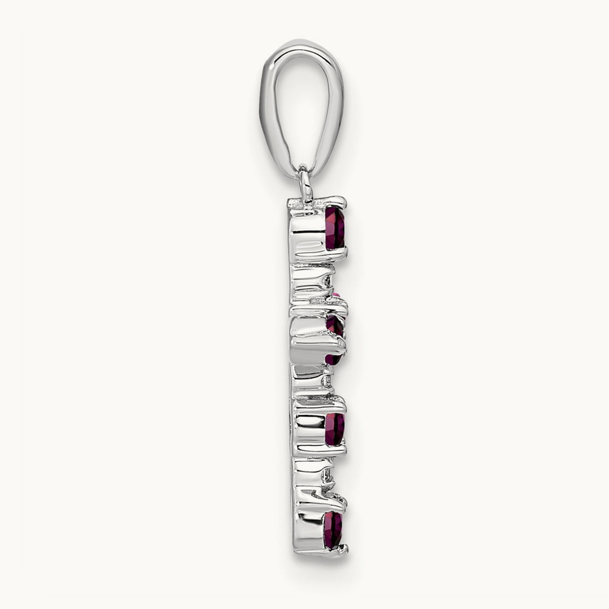 Rhodolite Garnet and Diamond Cross Pendant — 14K White Gold