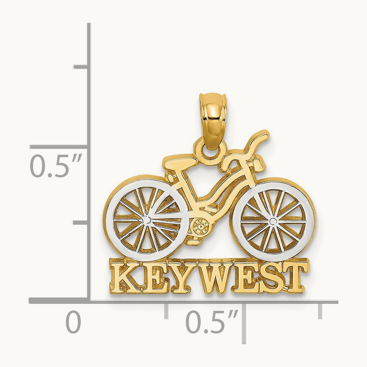 KEY WEST Bicycle Charm, 14K with White Rhodium