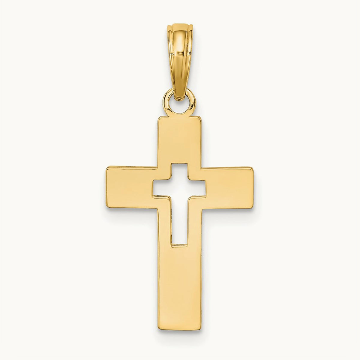 Polished Cut-Out Cross Charm — 22.9mm