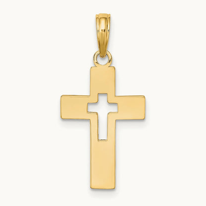 Polished Cut-Out Cross Charm — 22.9mm