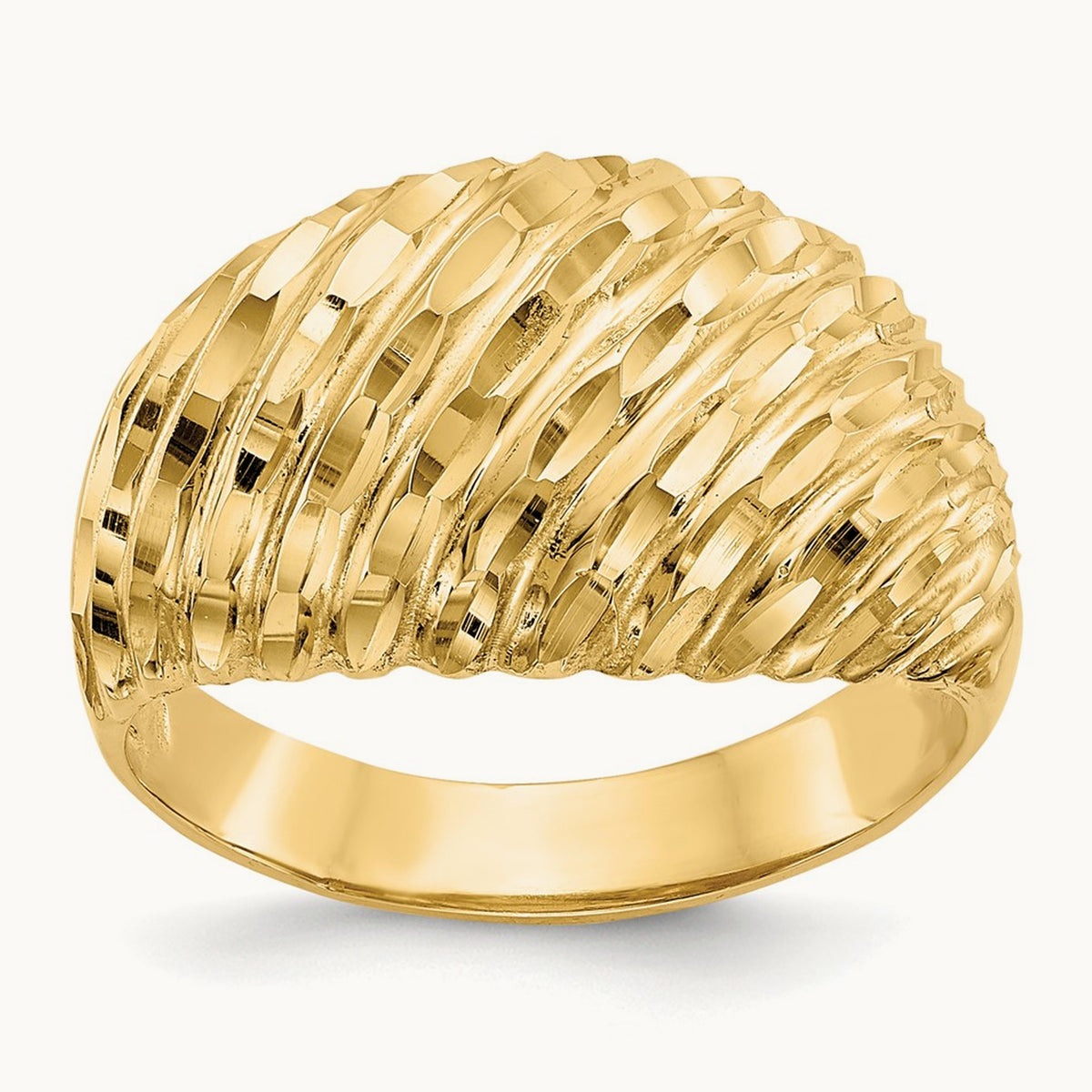 Diamond-cut Domed Ring, 14K